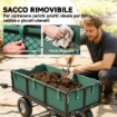 CARRELLO DA GIARDINO IN ACCIAIO DA 114L CON SACCA PORTAOGGETTI E PARETI RIMOVIBILI, 105X51X54 CM, VERDE