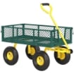 CARRELLO DA GIARDINO IN ACCIAIO CON CAPACITÓ 200 KG E PARETI LATERALI RIMOVIBILI, 104X54X51 CM, VERDE E GIALLO