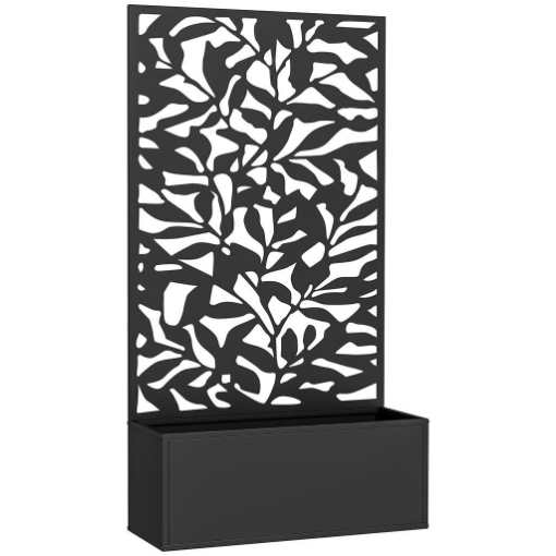 FIORIERA CON SPALLIERA PER RAMPICANTI IN ACCIAIO, MONTAGGIO A PARETE O A TERRA, 61X23X113 CM, NERO