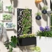FIORIERA CON SPALLIERA PER RAMPICANTI IN ACCIAIO, MONTAGGIO A PARETE O A TERRA, 61X23X113 CM, NERO