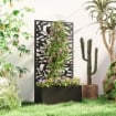 FIORIERA CON SPALLIERA PER RAMPICANTI IN ACCIAIO, MONTAGGIO A PARETE O A TERRA, 61X23X113 CM, NERO