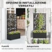 FIORIERA CON SPALLIERA PER RAMPICANTI IN ACCIAIO, MONTAGGIO A PARETE O A TERRA, 61X23X113 CM, NERO