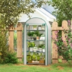 SERRA DA GIARDINO VERTICALE CON 4 RIPIANI IN METALLO E COPERTURA IN PE, 80X50X160 CM, BIANCO