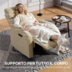 POLTRONA RECLINABILE ELETTRICA IN CINIGLIA CON POGGIAPIEDI, POGGIATESTA REGOLABILE E PRESE, 80X93X103 CM, BEIGE