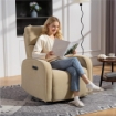 POLTRONA RECLINABILE ELETTRICA IN CINIGLIA CON POGGIAPIEDI, POGGIATESTA REGOLABILE E PRESE, 80X93X103 CM, BEIGE