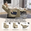 POLTRONA RECLINABILE ELETTRICA IN CINIGLIA CON POGGIAPIEDI, POGGIATESTA REGOLABILE E PRESE, 80X93X103 CM, BEIGE