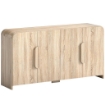 CREDENZA CUCINA CON 2 ARMADIETTI, ANTE SOFT-CLOSE E RIPIANI REGOLABILI, 157X39X82 CM, LEGNO NATURALE