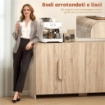 CREDENZA CUCINA CON 2 ARMADIETTI, ANTE SOFT-CLOSE E RIPIANI REGOLABILI, 157X39X82 CM, LEGNO NATURALE