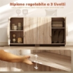 CREDENZA CUCINA CON 2 ARMADIETTI, ANTE SOFT-CLOSE E RIPIANI REGOLABILI, 157X39X82 CM, LEGNO NATURALE
