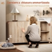 CREDENZA CUCINA CON 2 ARMADIETTI, ANTE SOFT-CLOSE E RIPIANI REGOLABILI, 157X39X82 CM, LEGNO NATURALE