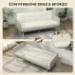 DIVANO LETTO 3 POSTI CON SCHIENALE RECLINABILE E RIVESTIMENTO EFFETTO VELLUTO, 185X84X83 CM, BEIGE