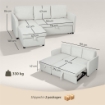 DIVANO LETTO ANGOLARE EFFETTO LINO CON VANO PORTAOGGETTI A SCOMPARSA, 192X148X86 CM, BIANCO CREMA