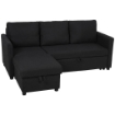 DIVANO LETTO ANGOLARE EFFETTO LINO CON VANO PORTAOGGETTI A SCOMPARSA, 192X148X86 CM, GRIGIO ANTRACITE