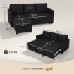 DIVANO LETTO ANGOLARE EFFETTO LINO CON VANO PORTAOGGETTI A SCOMPARSA, 192X148X86 CM, GRIGIO ANTRACITE