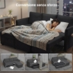 DIVANO LETTO ANGOLARE EFFETTO LINO CON VANO PORTAOGGETTI A SCOMPARSA, 192X148X86 CM, GRIGIO ANTRACITE