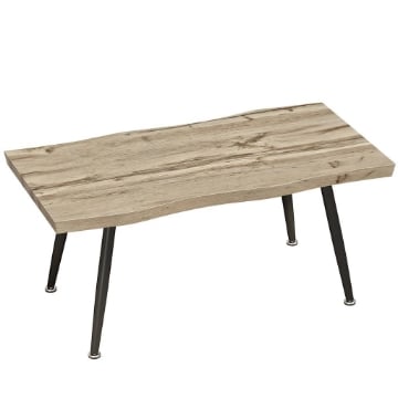 TAVOLINO DA CAFFÈ STILE NORDICO CON PIEDINI REGOLABILI, IN LEGNO E ACCIAIO, 100X50X45 CM, NERO E ROVERE