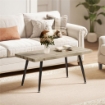 TAVOLINO DA CAFFÈ STILE NORDICO CON PIEDINI REGOLABILI, IN LEGNO E ACCIAIO, 100X50X45 CM, NERO E ROVERE