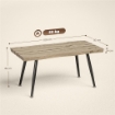 TAVOLINO DA CAFFÈ STILE NORDICO CON PIEDINI REGOLABILI, IN LEGNO E ACCIAIO, 100X50X45 CM, NERO E ROVERE