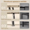 TAVOLINO DA CAFFÈ STILE NORDICO CON PIEDINI REGOLABILI, IN LEGNO E ACCIAIO, 100X50X45 CM, NERO E ROVERE