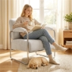 POLTRONA SALOTTO E POLTRONCINA CAMERA DA LETTO IN CINIGLIA MORBIDA, BEIGE