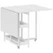 TAVOLO PIEGHEVOLE A 2 RIBALTE PER 4 PERSONE CON 2 RIPIANI APERTI, LEGNO E METALLO, 133.4X80X75 CM, BIANCO