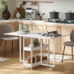 TAVOLO PIEGHEVOLE A 2 RIBALTE PER 4 PERSONE CON 2 RIPIANI APERTI, LEGNO E METALLO, 133.4X80X75 CM, BIANCO