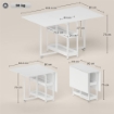 TAVOLO PIEGHEVOLE A 2 RIBALTE PER 4 PERSONE CON 2 RIPIANI APERTI, LEGNO E METALLO, 133.4X80X75 CM, BIANCO