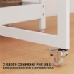 TAVOLO PIEGHEVOLE A 2 RIBALTE PER 4 PERSONE CON 2 RIPIANI APERTI, LEGNO E METALLO, 133.4X80X75 CM, BIANCO