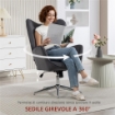 POLTRONCINA DA SALOTTO GIREVOLE CON BRACCIOLI IN VELLUTO, CON DONDOLO E ALTEZZA REGOLABILE, GRIGIO SCURO