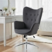 POLTRONCINA DA SALOTTO GIREVOLE CON BRACCIOLI IN VELLUTO, CON DONDOLO E ALTEZZA REGOLABILE, GRIGIO SCURO