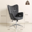 POLTRONCINA DA SALOTTO GIREVOLE CON BRACCIOLI IN VELLUTO, CON DONDOLO E ALTEZZA REGOLABILE, GRIGIO SCURO