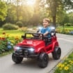 FUORISTRADA PER BAMBINI CON FANALI, CLACSON, CINTURA E TELECOMANDO, IN PP E METALLO, 99X66X68.5 CM, ROSSO