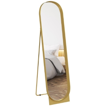 SPECCHIO DA TERRA MODERNO CON TELAIO IN METALLO AUTOPORTANTE O DA PARETE, 40X150 CM, ORO