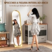 SPECCHIO DA TERRA MODERNO CON TELAIO IN METALLO AUTOPORTANTE O DA PARETE, 40X150 CM, ORO