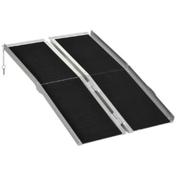 RAMPA PIEGHEVOLE PER SEDIA A ROTELLE IN ALLUMINIO CON RIVESTIMENTO ANTISCIVOLO E BORDI, 122X73.5 CM, NERO