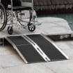 RAMPA PIEGHEVOLE PER SEDIA A ROTELLE IN ALLUMINIO CON RIVESTIMENTO ANTISCIVOLO E BORDI, 122X73.5 CM, NERO