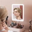 SPECCHIO DA TRUCCO CON LUCE REGOLABILE SU 2 LIVELLI, ROTAZIONE 180 GRADI E ORGANIZER PER TRUCCHI, BIANCO