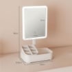 SPECCHIO DA TRUCCO CON LUCE REGOLABILE SU 2 LIVELLI, ROTAZIONE 180 GRADI E ORGANIZER PER TRUCCHI, BIANCO