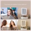 SPECCHIO DA TRUCCO CON LUCE REGOLABILE SU 2 LIVELLI, ROTAZIONE 180 GRADI E ORGANIZER PER TRUCCHI, BIANCO