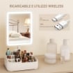 SPECCHIO DA TRUCCO CON LUCE REGOLABILE SU 2 LIVELLI, ROTAZIONE 180 GRADI E ORGANIZER PER TRUCCHI, BIANCO