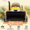 ESCAVATORE PER BAMBINI ELETTRICO 12V CON BENNA, RIMORCHIO E TELECOMANDO, ETÓ 3-8 ANNI, GIALLO