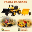 ESCAVATORE PER BAMBINI ELETTRICO 12V CON BENNA, RIMORCHIO E TELECOMANDO, ETÓ 3-8 ANNI, GIALLO