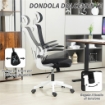 SEDIA DA UFFICIO REGOLABILE E RECLINABILE CON POGGIATESTA RIMOVIBILE, IN TESSUTO A RETE, 60X59X114-122 CM, NERO