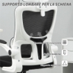 SEDIA DA UFFICIO REGOLABILE E RECLINABILE CON POGGIATESTA RIMOVIBILE, IN TESSUTO A RETE, 60X59X114-122 CM, NERO