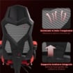 SEDIA DA UFFICIO ERGONOMICA E RECLINABILE CON POGGIAPIEDI, IN TESSUTO A RETE, 58X63X112-122 CM, NERA E ROSSA