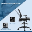 SEDIA DA UFFICIO REGOLABILE IN TESSUTO A RETE CON BRACCIOLI E ANELLO POGGIAPIEDI, 64X59X104-124 CM, NERO