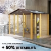 CASETTA DA GIARDINO IN ACCIAIO EFFETTO LEGNO E DOPPIE PORTE SCORREVOLI, 278X195X215 CM, MARRONE