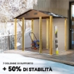 CASETTA DA GIARDINO IN ACCIAIO EFFETTO LEGNO CON DOPPIE PORTE SCORREVOLI, 236X196X208 CM, MARRONE