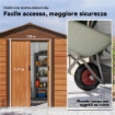 CASETTA DA GIARDINO IN ACCIAIO EFFETTO LEGNO CON DOPPIE PORTE SCORREVOLI, 236X196X208 CM, MARRONE