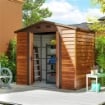 CASETTA DA GIARDINO PORTA ATTREZZI CON PORTE SCORREVOLI E PARETI EFFETTO LEGNO, 2.3X1.5X2 M, MARRONE
